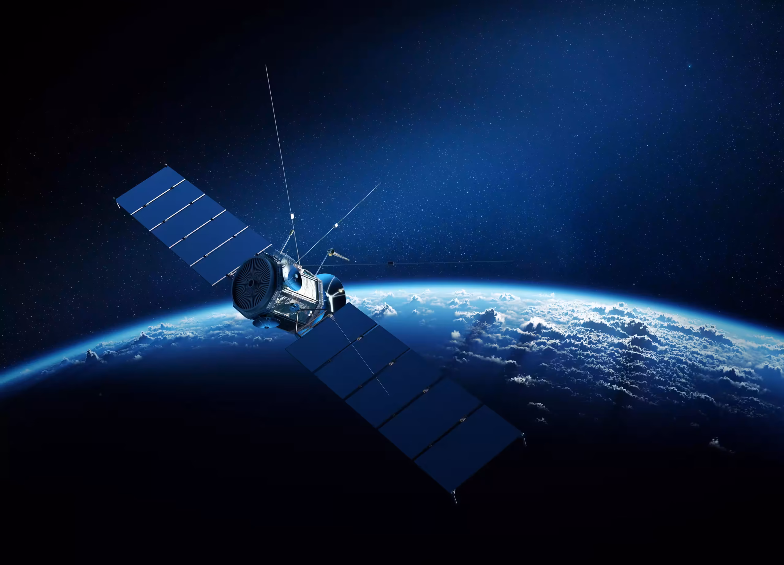 Earth and spacecraft viewed from orbit
